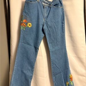 Wrangler Denim Flare Jeans with Colorful Embroidery